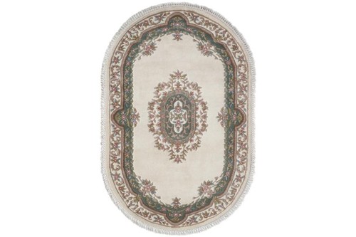 100% Wool Cream Mahal Indian Rug Design Handknotted in India with a 20 mm pile Image 8