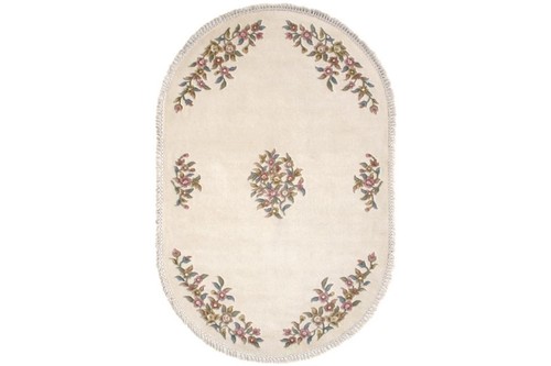 100% Wool Cream Mahal Indian Rug Design Handknotted in India with a 20mm pile Image 7