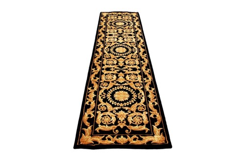 100% Wool Black Premier Superwashed Chinese Rug Design Handknotted in China with a 25mm pile Image 7