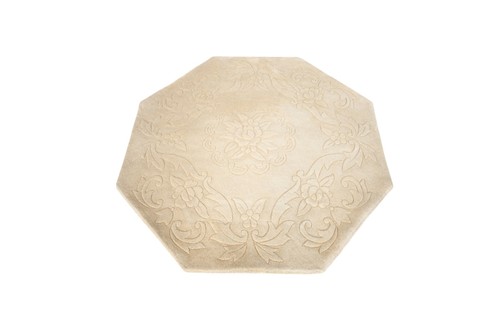 100% Wool Cream Plain Carved Chinese. Handknotted in China with a 20mm pile Image 5