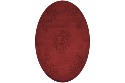 100% Wool Red Plain Carved Chinese. Handknotted in China with a 25mm pile Image 7