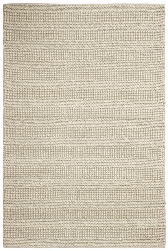 Plaited Rug - Cream - Plain 100% wool rug with Plaited design ILE005