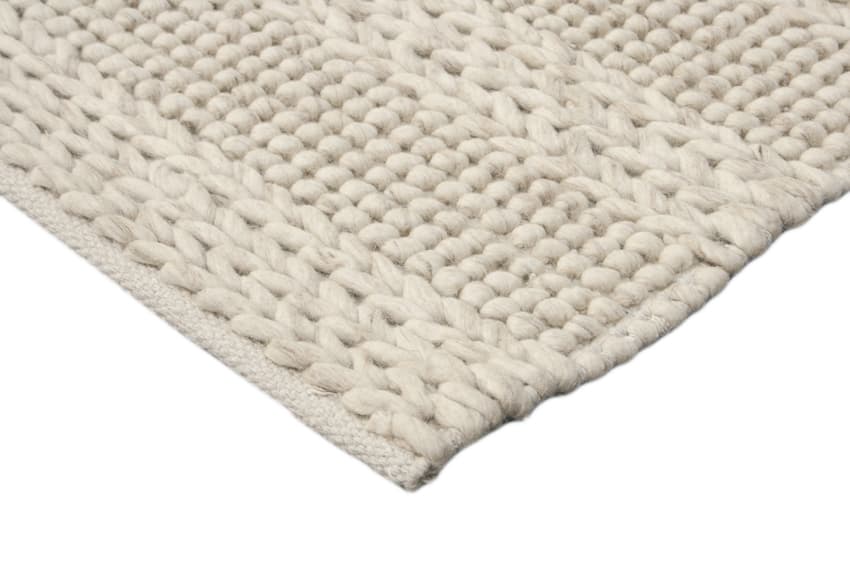 Plaited Rug - Cream - Plain 100% wool rug with Plaited design ILE005