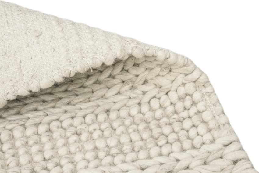Plaited Rug - Cream - Plain 100% wool rug with Plaited design ILE005