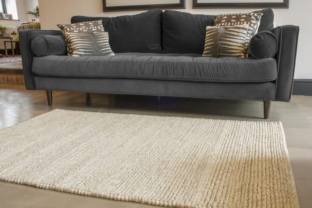 Plaited Rug - Cream - Plain 100% wool rug with Plaited design ILE005