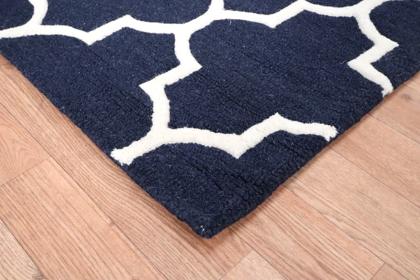 Lattice Design Rug - Dark Blue - Indian Rug with Lattice Design DFS018701