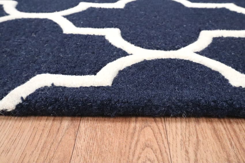 Lattice Design Rug - Dark Blue - Indian Rug with Lattice Design DFS018701
