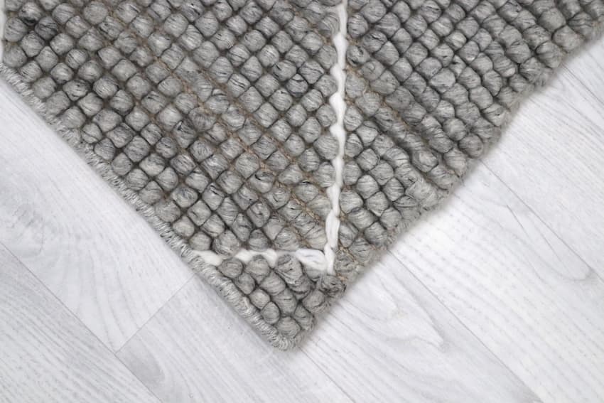 Plaited Rug - Grey - Plain 100% wool rug with Plaited design ILE018008