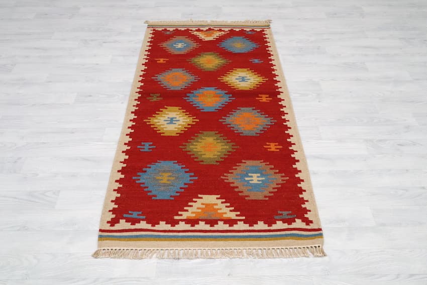 Indian Kelim Rug - Multicoloured - Flatweave Tribal design rug IKL042000 183 X 80 K