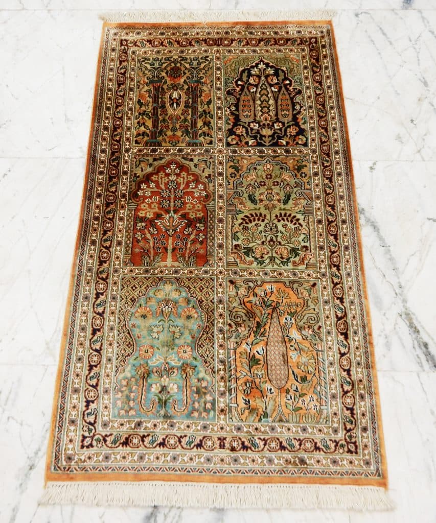 Kashmiri Silk Rug Garden Design KSK009F36 138x75