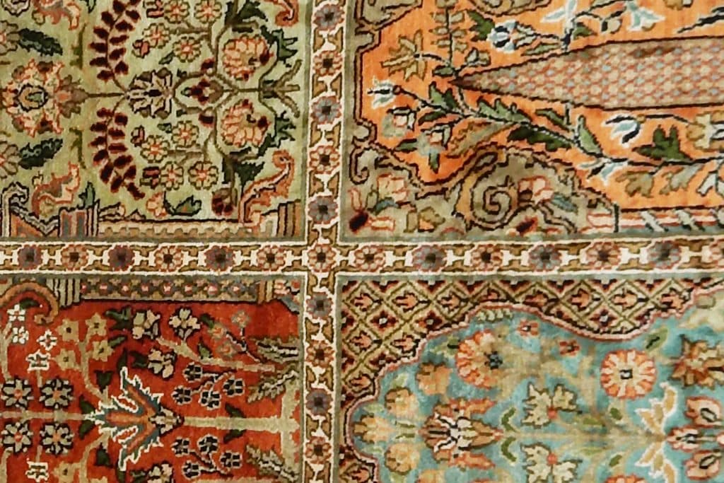 Kashmiri Silk Rug Garden Design KSK009F36 138x75