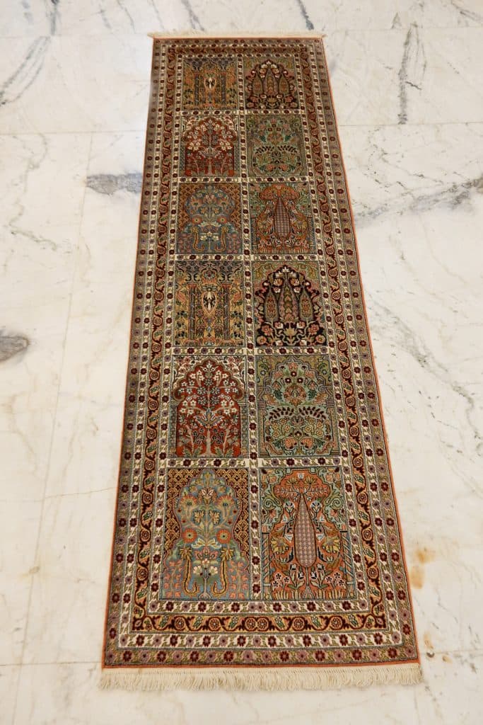Kashmiri Silk Rug Garden Design KSK044F36 235x78