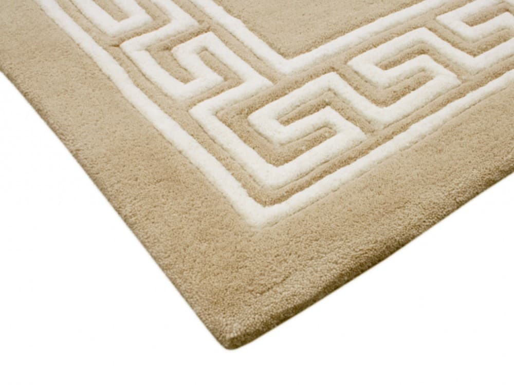 Greek Key Design Rug - Beige - Indian Rug Greek Inspired Pattern ECD030003 420 x 305
