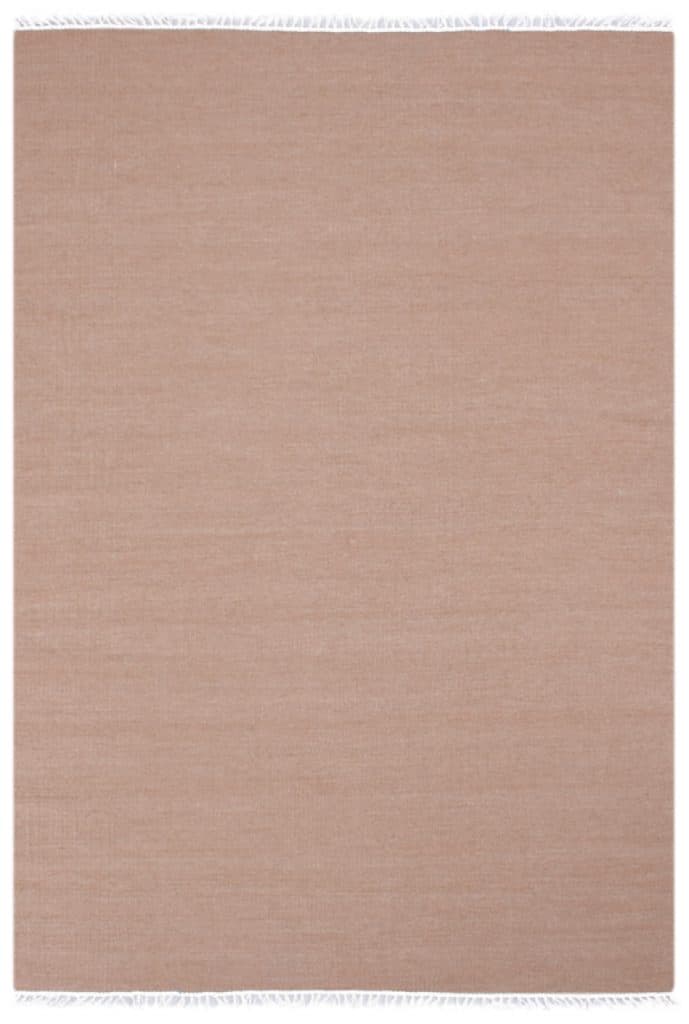 Indian Dhurrie rug - Beige - Handmade plain Wool & cotton rug HDU020007